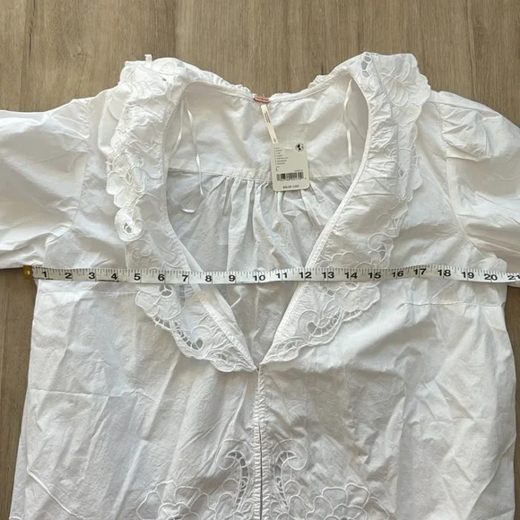 Free People Maisie Cutwork Long Sleeve Top sz L - Picture 6 of 10